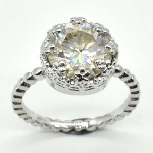 92.5 Sterling Silver & Moissanite Certified Engagement Ring MSRP $1200